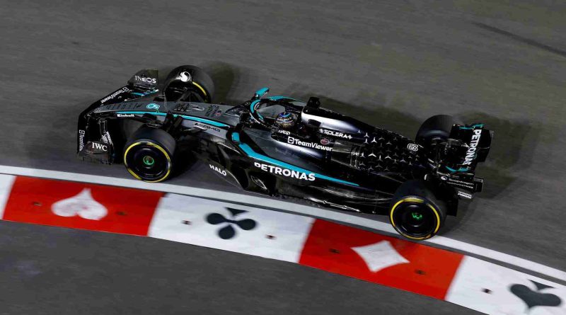 George Russell sur le circuit de Las Vegas F1 2025