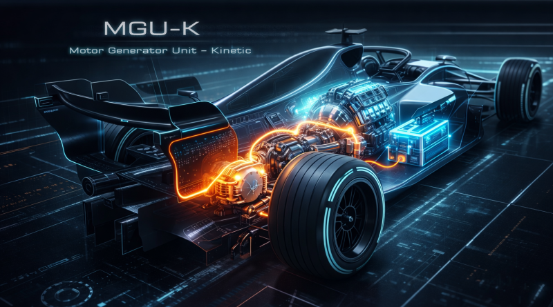 Illustration du système MGU-K sur une monoplace de Formule 1 moderne