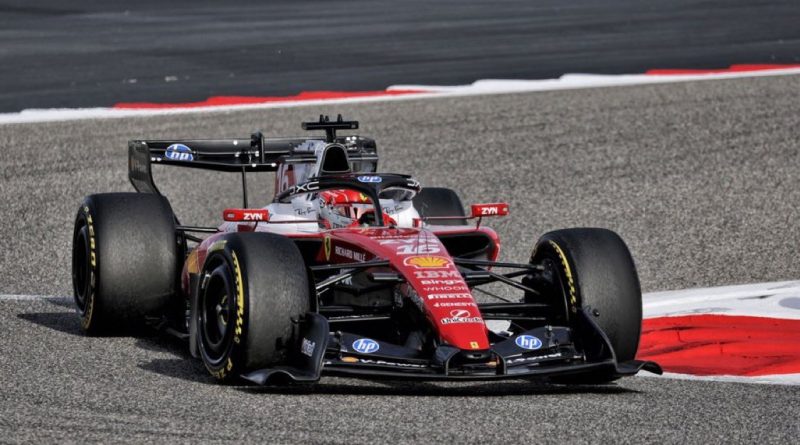 Charles Leclerc en action sur sa Ferrari aux essais de Bahrein 2026