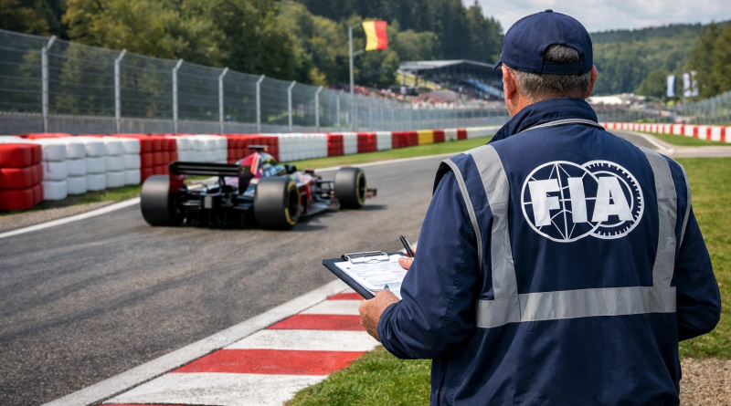 Inspecteur FIA vérifiant l’homologation Grade 1 d’un circuit de Formule 1