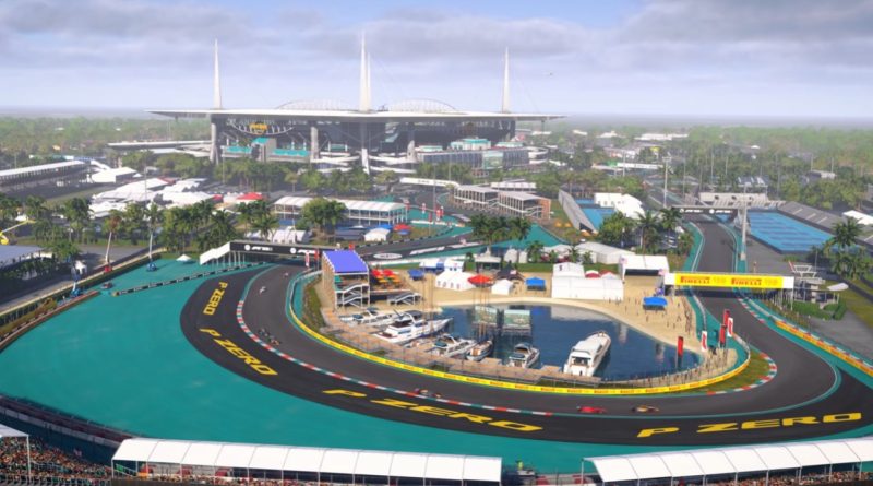Miami F1 circuit layout 2026 with numbered corners at Miami International Autodrome