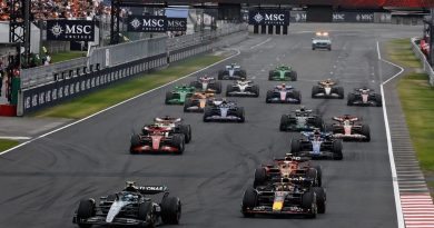 Un tour de formation en F1 avec les pilotes qui font des zigzag