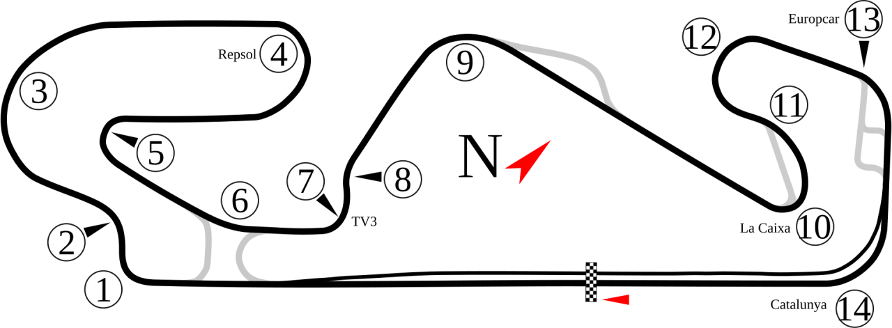 Plan du circuit de Barcelone F1